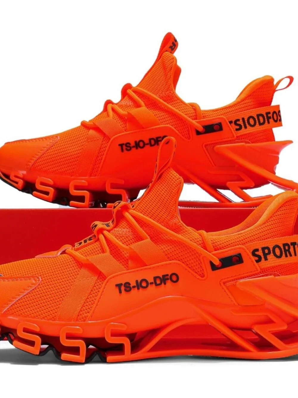 Women's Dark Orange Mesh Sneakers Athletic Running Walking Shoes Lace-up